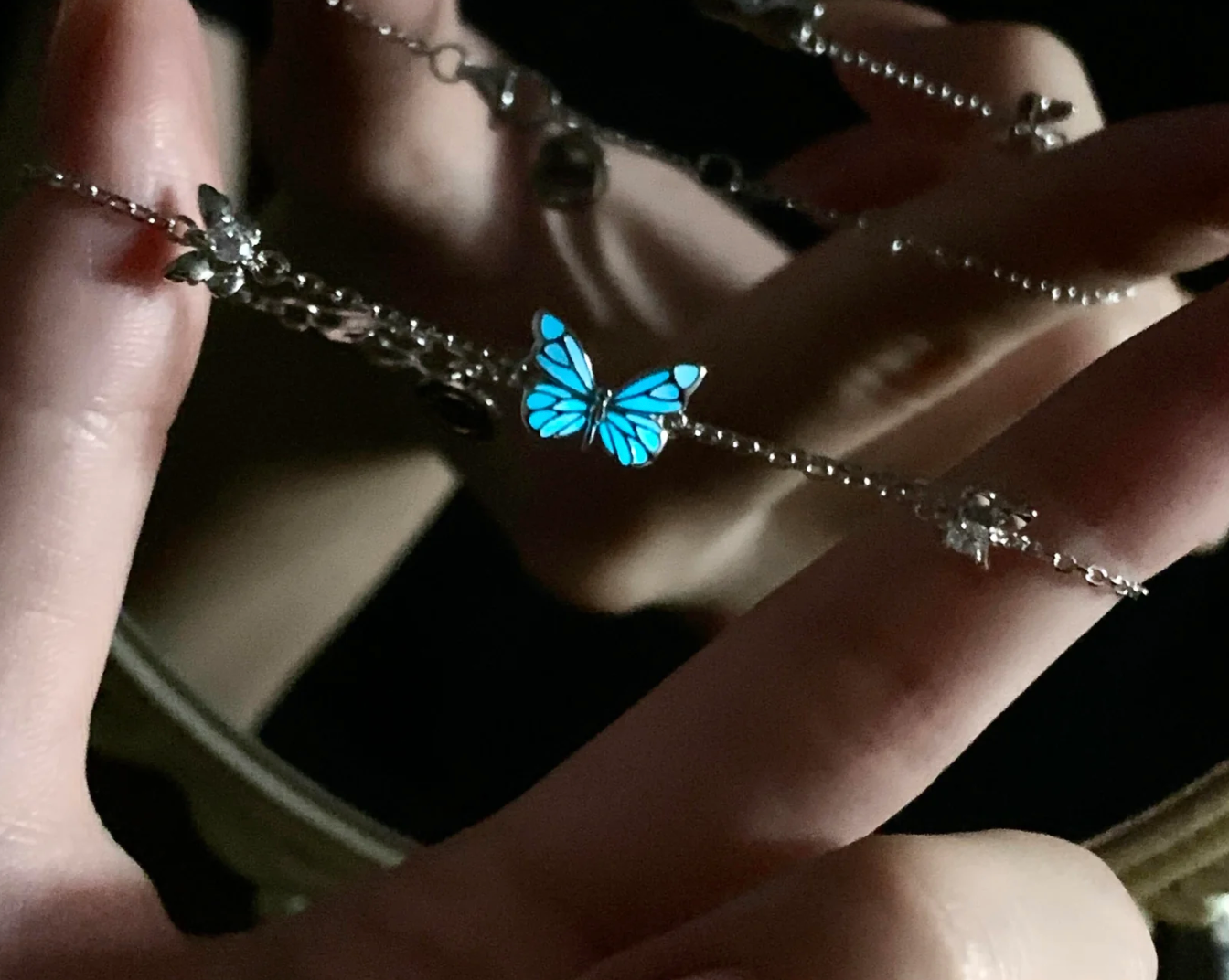Bracelet Papillon Bleu Lumineux